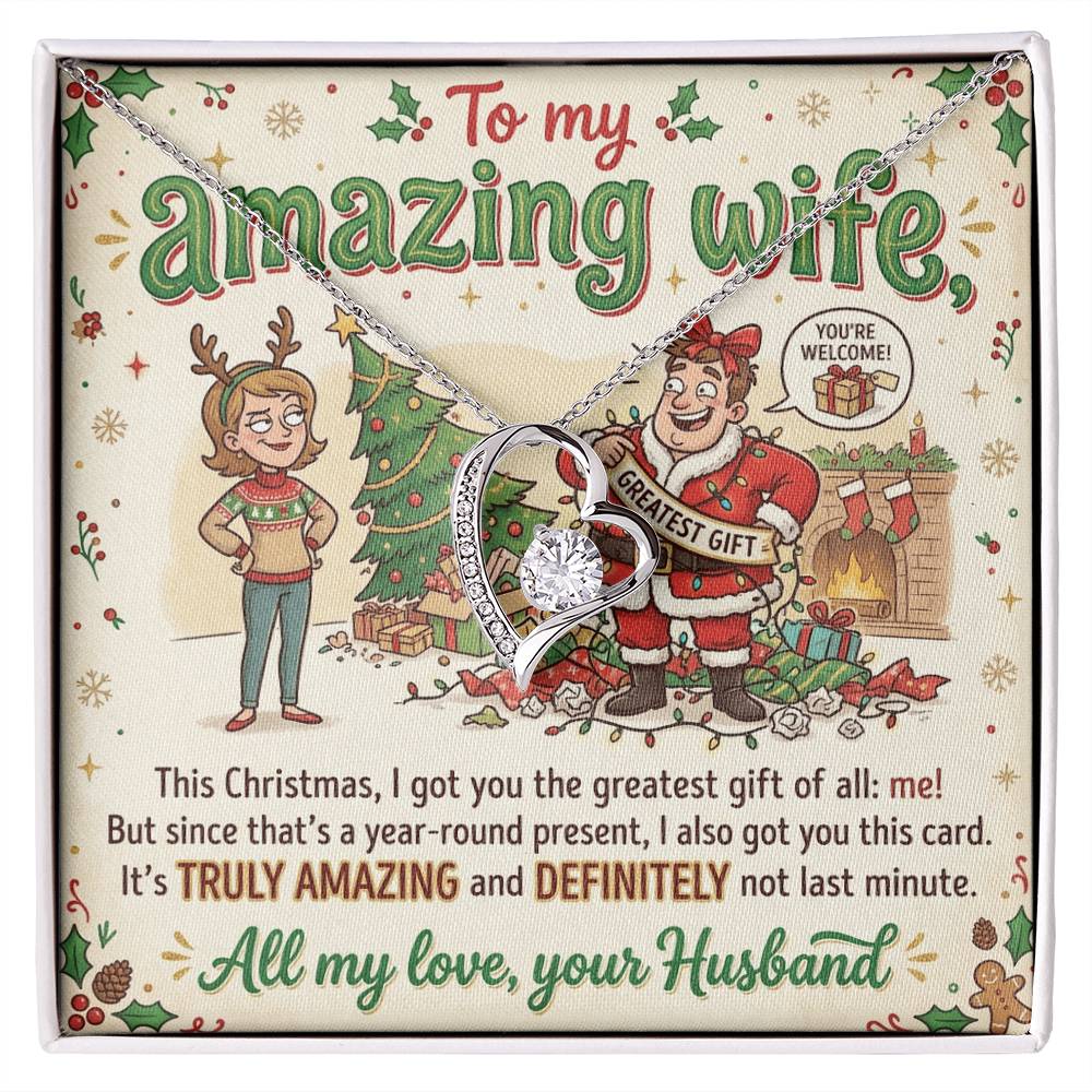 To My Wife Necklace From Husband, Funny Christmas Gift For Her, Xmas Gift For Amazing Wife, Love Knot Necklace-LKN90761