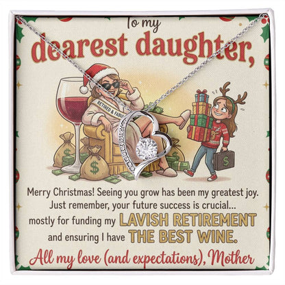 To My Dearest Daughter Necklace From Mother, Funny Christmas Gift, Humorous Xmas Present for Her, Future Success Gift, Love Knot Necklace-LKN56173