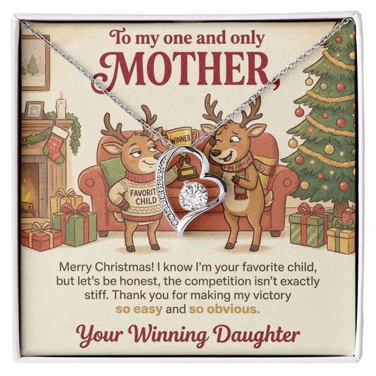 To My Mother Necklace From Daughter, Funny Favorite Child Christmas Gift, Xmas Present for Mom - Love Knot Necklace-LKN75523