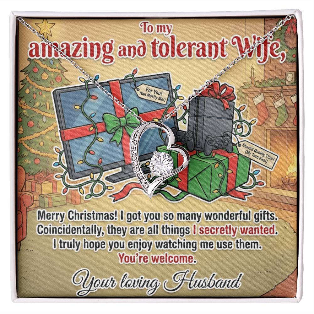 To My Wife Necklace From Husband, Funny Christmas Gift for Her, Xmas Gag Gift Idea, Love Knot Necklace-LKN53887