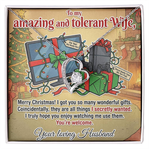 To My Wife Necklace From Husband, Funny Christmas Gift for Her, Xmas Gag Gift Idea, Love Knot Necklace-LKN53887