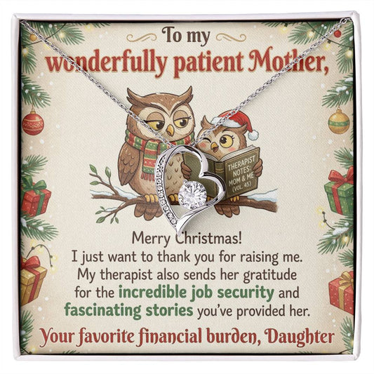 To My Mother Necklace From Daughter, Funny Christmas Gift for Mom, Humorous Holiday Gift, Love Knot Necklace-LKN68116