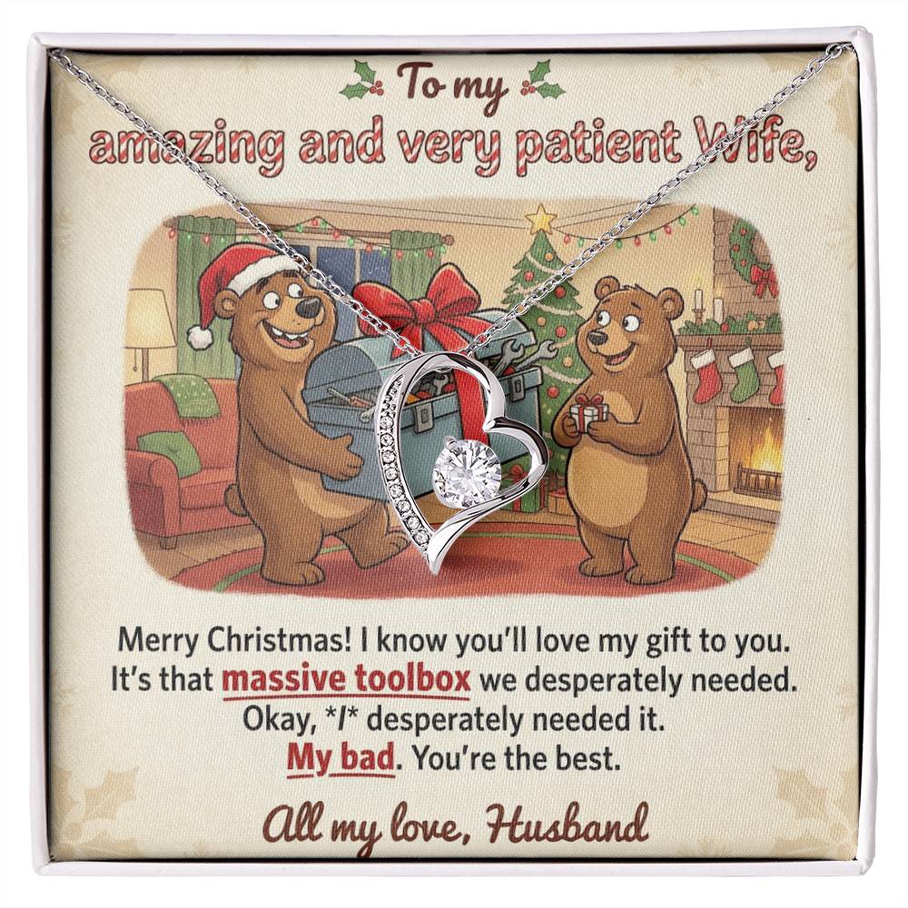 To My Wife Necklace From Husband - Funny Christmas Gift For Her, My Bad Toolbox Joke - Love Knot Necklace-LKN83749