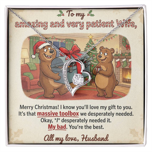 To My Wife Necklace From Husband - Funny Christmas Gift For Her, My Bad Toolbox Joke - Love Knot Necklace-LKN83749