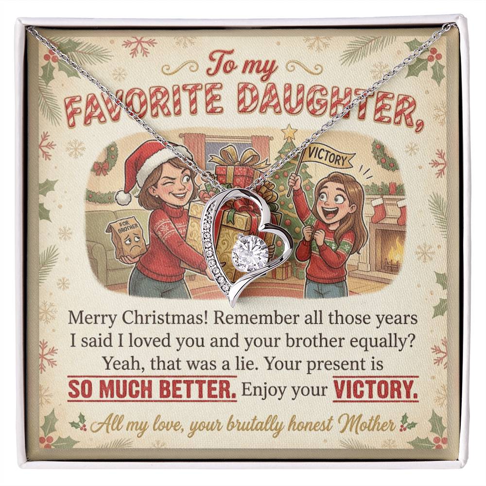 To My Daughter Necklace From Mother, Funny Christmas Gift For Favorite Daughter, Sibling Rivalry Gift - Love Knot Necklace-LKN41004