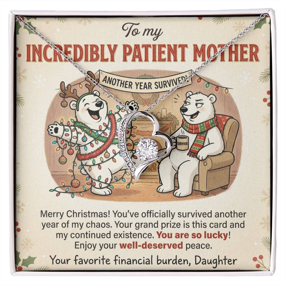 To My Mother Necklace From Daughter, Funny Christmas Gift, Holiday Gift for Mom - Love Knot Necklace-LKN78360