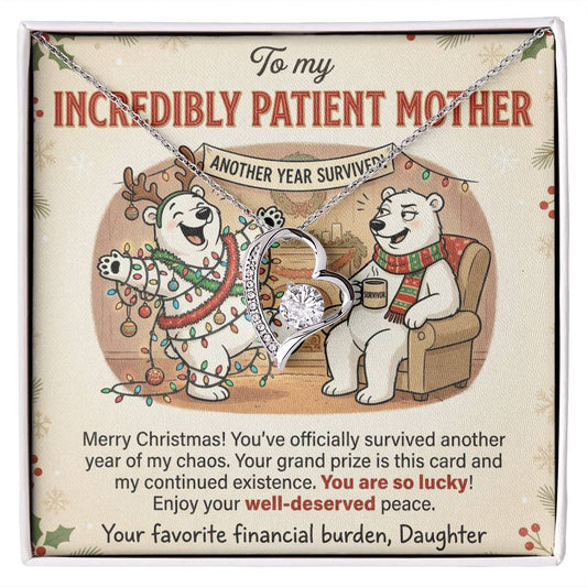 To My Mother Necklace From Daughter, Funny Christmas Gift, Holiday Gift for Mom - Love Knot Necklace-LKN78360