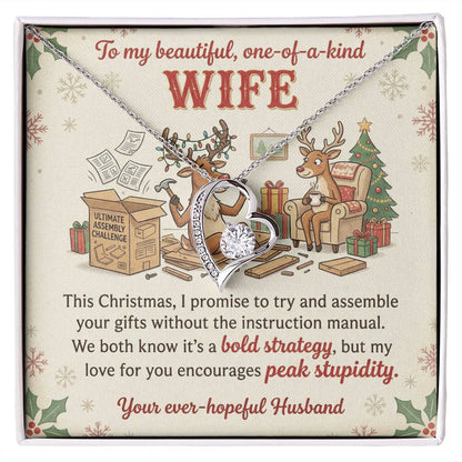 To My Wife Necklace From Husband, Funny Christmas Gift, Holiday Present for Her - Love Knot Necklace-LKN77334