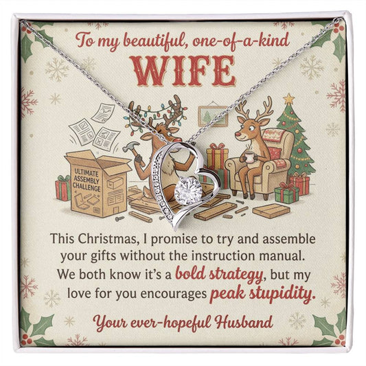 To My Wife Necklace From Husband, Funny Christmas Gift, Holiday Present for Her - Love Knot Necklace-LKN77334