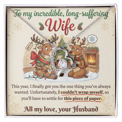 To My Wife Necklace From Husband, Funny Christmas Gift For Her, Romantic Anniversary Present, Love Knot Necklace-LKN58630