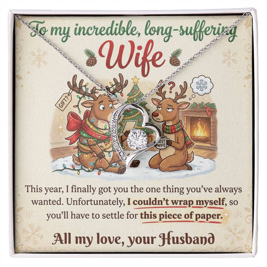 To My Wife Necklace From Husband, Funny Christmas Gift For Her, Romantic Anniversary Present, Love Knot Necklace-LKN58630