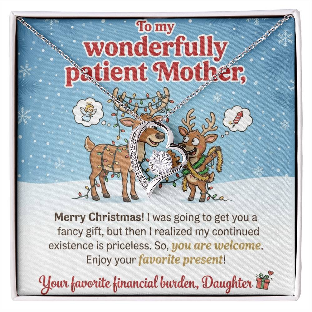 To My Mother Necklace From Daughter, Funny Christmas Gift For Mom, Holiday Present, Favorite Financial Burden - Love Knot Necklace-LKN97710