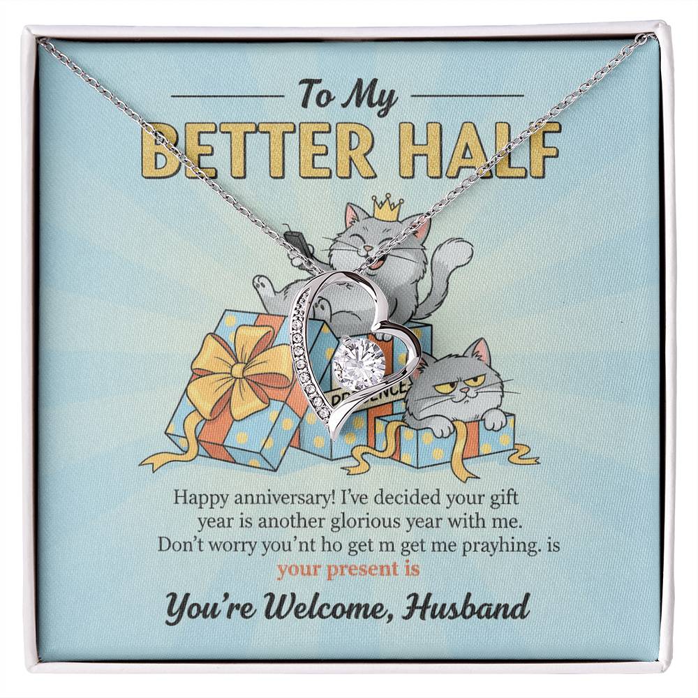 To My Husband Necklace From Wife, Funny Anniversary Gift for Him, Better Half Birthday Card - Love Knot Necklace-LKN85546