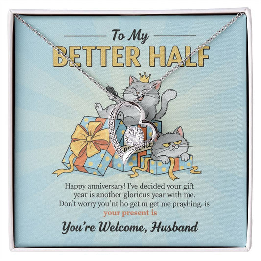 To My Husband Necklace From Wife, Funny Anniversary Gift for Him, Better Half Birthday Card - Love Knot Necklace-LKN85546