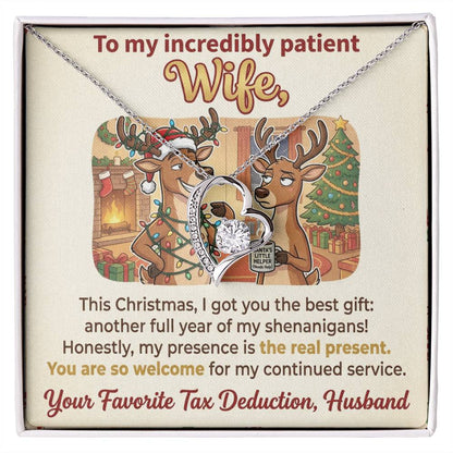 To My Wife Necklace From Husband, Funny Christmas Gift, Holiday Present for Her - Love Knot Necklace-LKN64416