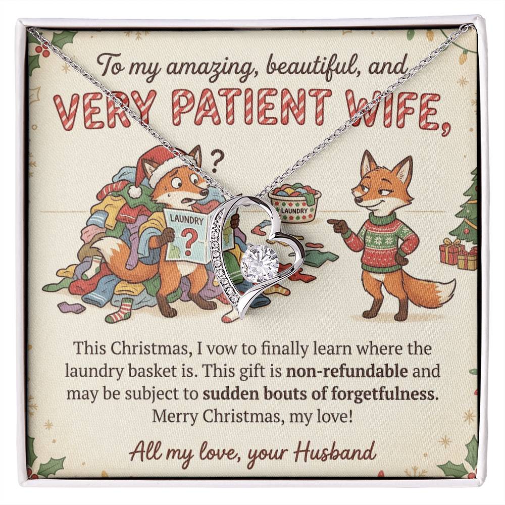 To My Wife Necklace From Husband, Funny Christmas Gift, Humorous Present for Patient Wife, Laundry Joke Gift, Love Knot Necklace-LKN17079