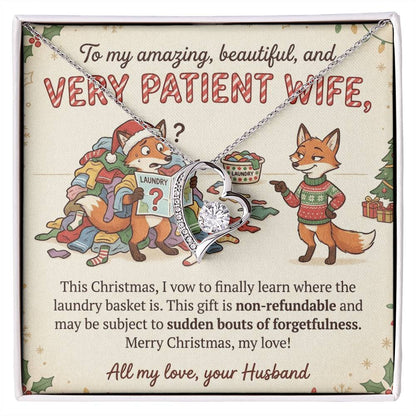 To My Wife Necklace From Husband, Funny Christmas Gift, Humorous Present for Patient Wife, Laundry Joke Gift, Love Knot Necklace-LKN17079