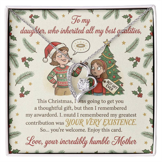 To My Daughter Necklace From Mother, Funny Christmas Gift, Holiday Gift For Daughter, Mother Daughter Gift - Love Knot Necklace-LKN92225