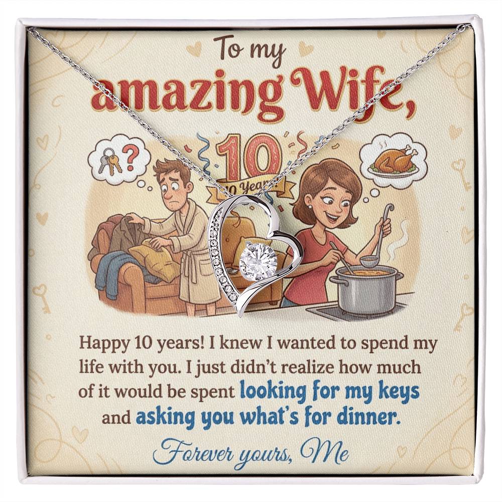 To My Wife Necklace From Me - Funny 10 Year Anniversary Gift for Her - Love Knot Necklace-LKN10687