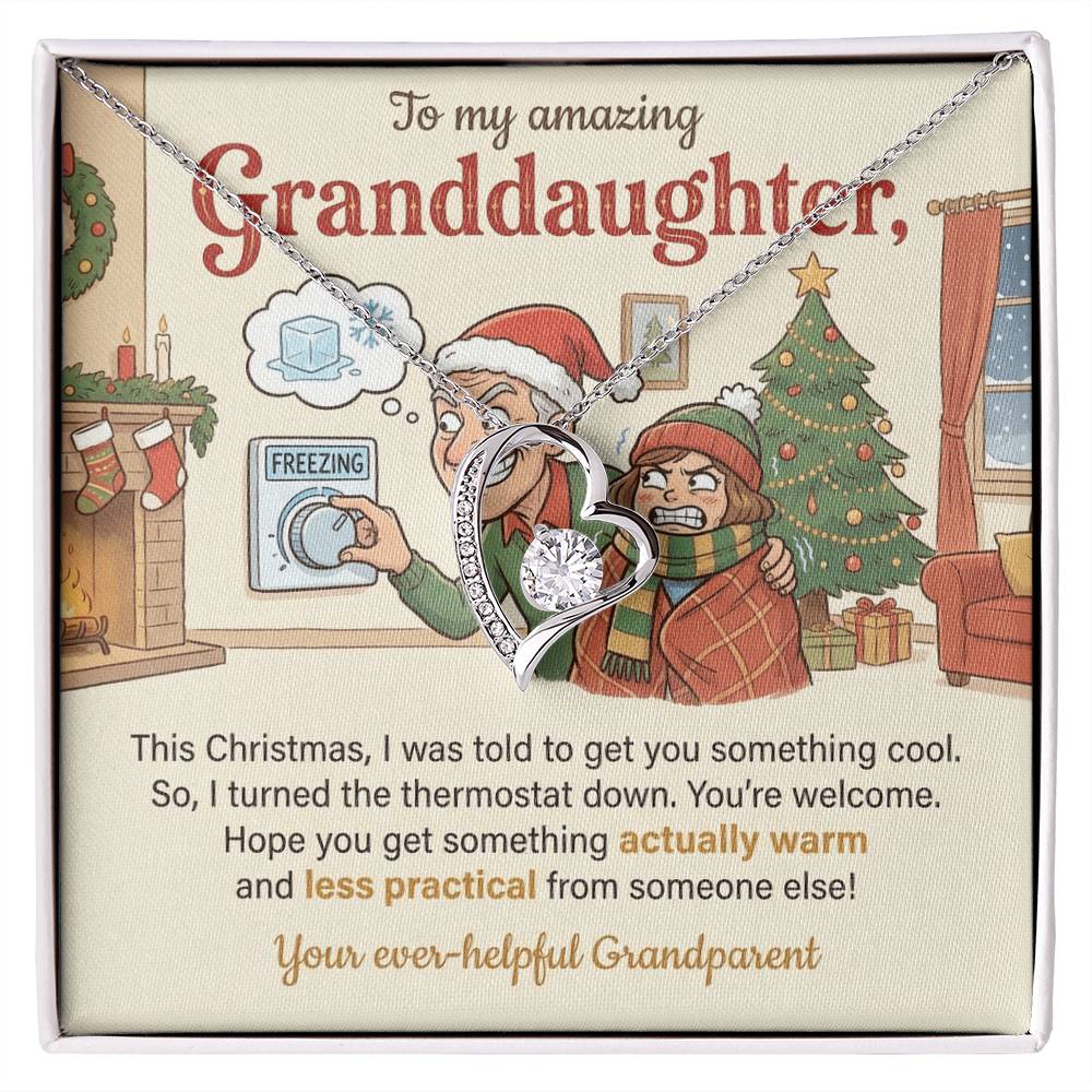 To My Granddaughter Necklace From Grandparent, Funny Christmas Gift, Xmas Present for Granddaughter, Holiday Gift Idea - Love Knot Necklace-LKN60839