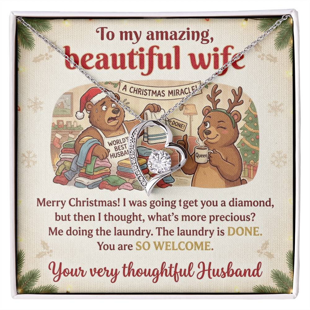 To My Wife Necklace From Husband, Funny Christmas Gift For Her, Humorous Holiday Present - Love Knot Necklace-LKN90290