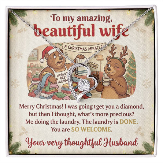 To My Wife Necklace From Husband, Funny Christmas Gift For Her, Humorous Holiday Present - Love Knot Necklace-LKN90290