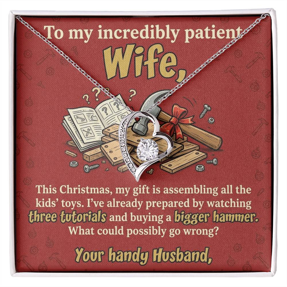 To My Wife Necklace From Husband, Funny Christmas Gift for Wife, Holiday Gift Idea for Her, Husband to Wife Gift - Love Knot Necklace-LKN23522