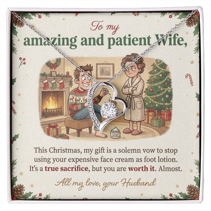 To My Wife Necklace From Husband, Funny Christmas Gift, Holiday Present for Her, Wife Christmas Gift - Love Knot Necklace-LKN97078