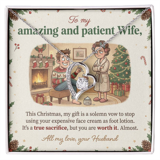 To My Wife Necklace From Husband, Funny Christmas Gift, Holiday Present for Her, Wife Christmas Gift - Love Knot Necklace-LKN97078