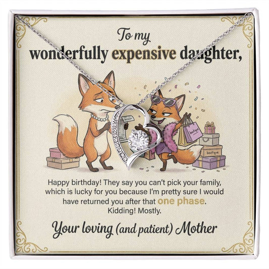 To My Daughter Necklace From Mother, Funny Birthday Gift for Daughter, Gift From Mom, Happy Birthday Daughter - Love Knot Necklace-LKN57856