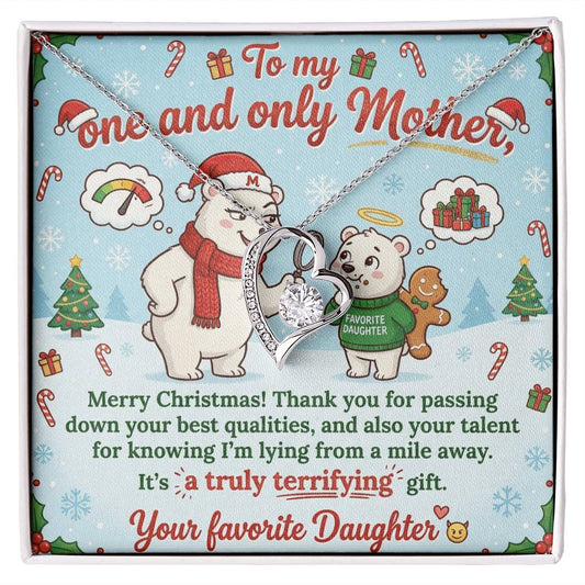 To My Mother Necklace From Daughter, Funny Christmas Gift for Mom, Holiday Present, Mother's Day Gift Idea - Love Knot Necklace-LKN22840