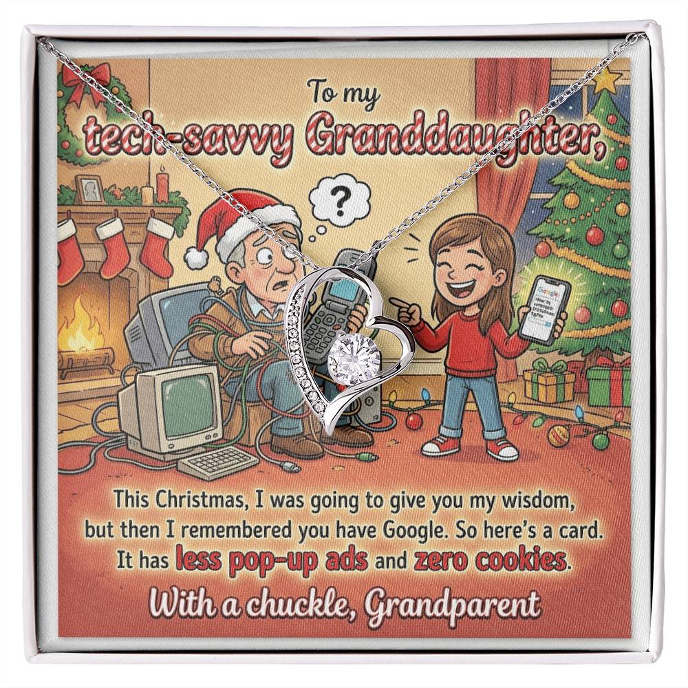 To My Granddaughter Necklace From Grandparent - Funny Christmas Gift, Humorous Tech-Savvy Granddaughter Xmas Present - Love Knot Necklace-LKN45469