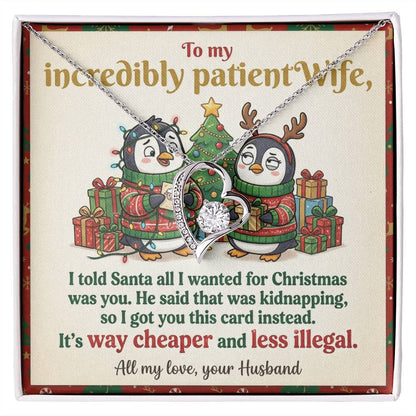 To My Wife Necklace From Husband, Funny Christmas Gift for Her, Romantic Holiday Present, Anniversary Gift - Love Knot Necklace-LKN66194