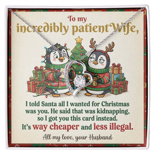 To My Wife Necklace From Husband, Funny Christmas Gift for Her, Romantic Holiday Present, Anniversary Gift - Love Knot Necklace-LKN66194