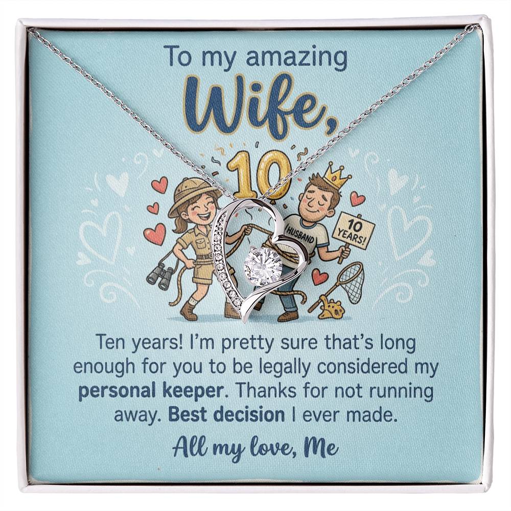 To My Wife Necklace From Husband, 10th Anniversary Gift, 10 Year Wedding Gift Idea for Her, Love Knot Necklace-LKN92076