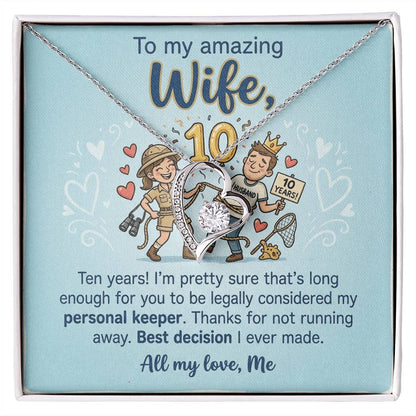 To My Wife Necklace From Husband, 10th Anniversary Gift, 10 Year Wedding Gift Idea for Her, Love Knot Necklace-LKN92076