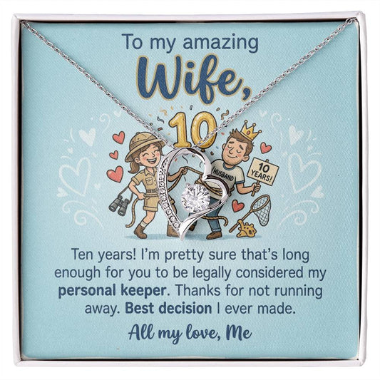 To My Wife Necklace From Husband, 10th Anniversary Gift, 10 Year Wedding Gift Idea for Her, Love Knot Necklace-LKN92076