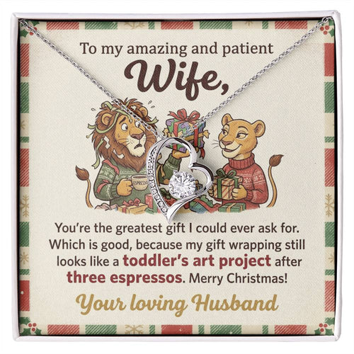 To My Wife Necklace From Husband, Funny Christmas Gift for Wife, Xmas Present, Love Knot Necklace-LKN48894