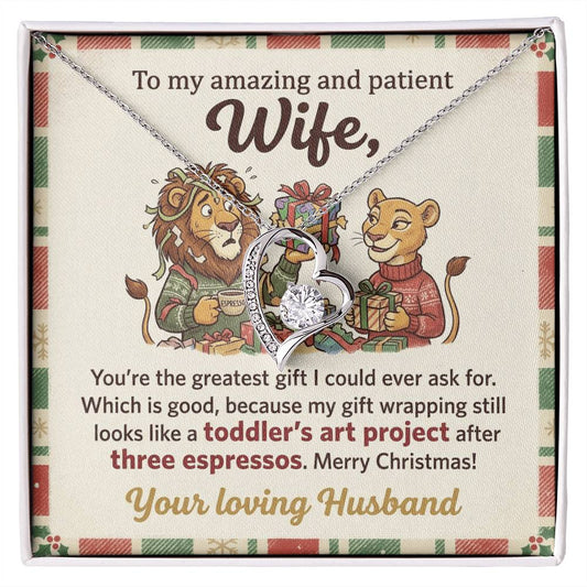 To My Wife Necklace From Husband, Funny Christmas Gift for Wife, Xmas Present, Love Knot Necklace-LKN48894