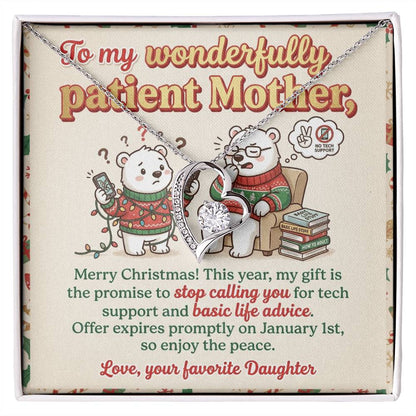 To My Mother Necklace From Daughter, Funny Christmas Gift For Mom, Holiday Gift For Patient Mother - Love Knot Necklace-LKN41986