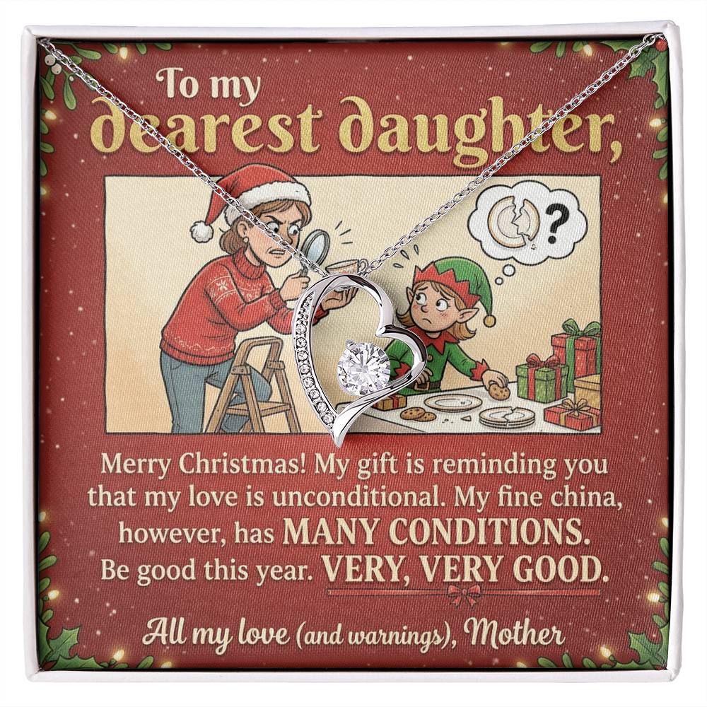 To My Daughter Necklace From Mother, Funny Christmas Gift, Unconditional Love, Holiday Present for Daughter - Love Knot Necklace-LKN99362