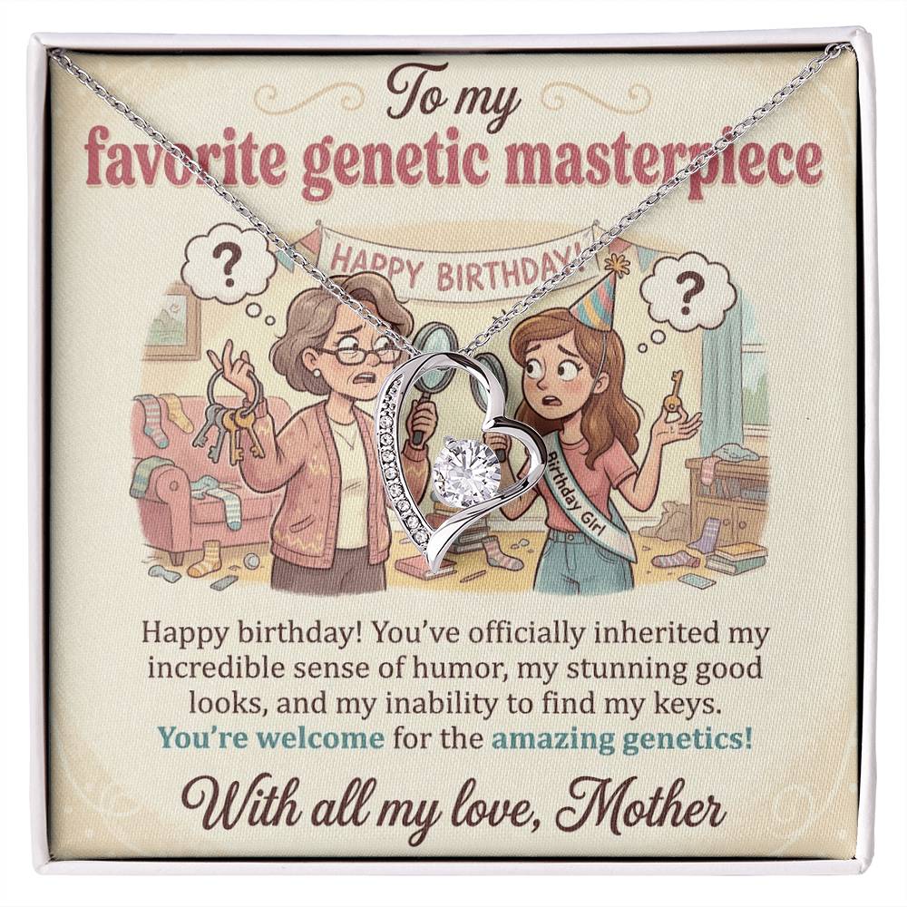 To My Daughter Necklace From Mother, Funny Happy Birthday Gift for Genetic Masterpiece, Love Knot Necklace-LKN59891