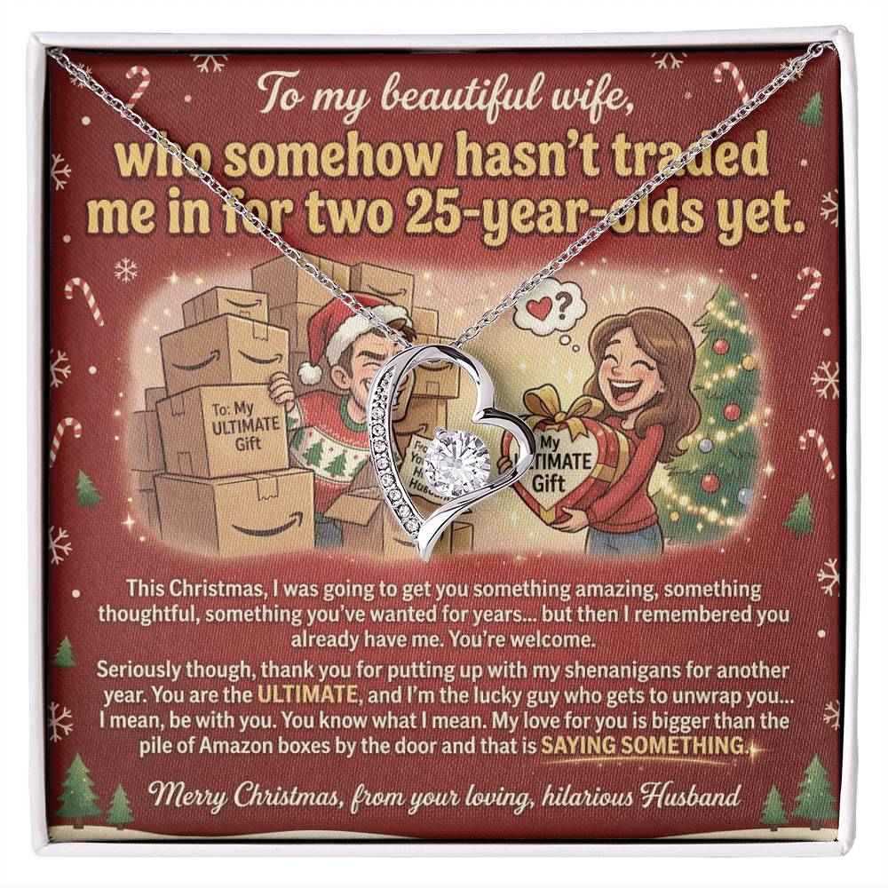 To My Wife Necklace From Husband, Funny Christmas Gift, Wife Birthday Gift, Romantic Anniversary Present - Love Knot Necklace-LKN54175