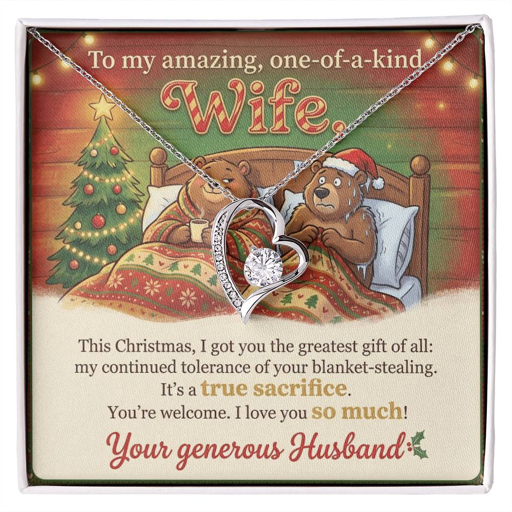 To My Wife Necklace From Husband, Funny Christmas Gift for Her, Holiday Present - Love Knot Necklace-LKN97291