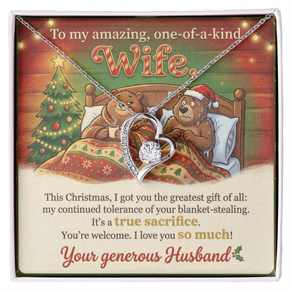 To My Wife Necklace From Husband, Funny Christmas Gift for Her, Holiday Present - Love Knot Necklace-LKN97291