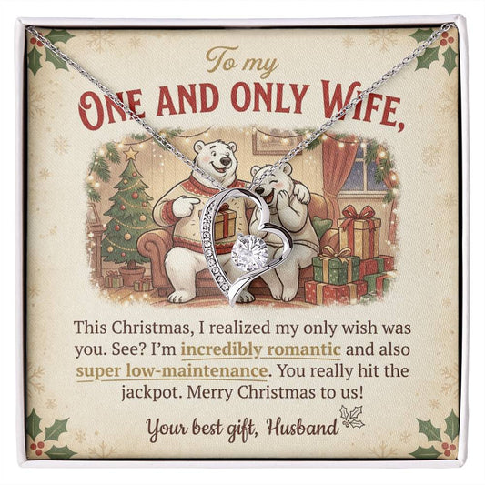 To My One and Only Wife Necklace From Husband, Funny Christmas Gift for Her, Romantic Wife Present, Love Knot Necklace-LKN15984