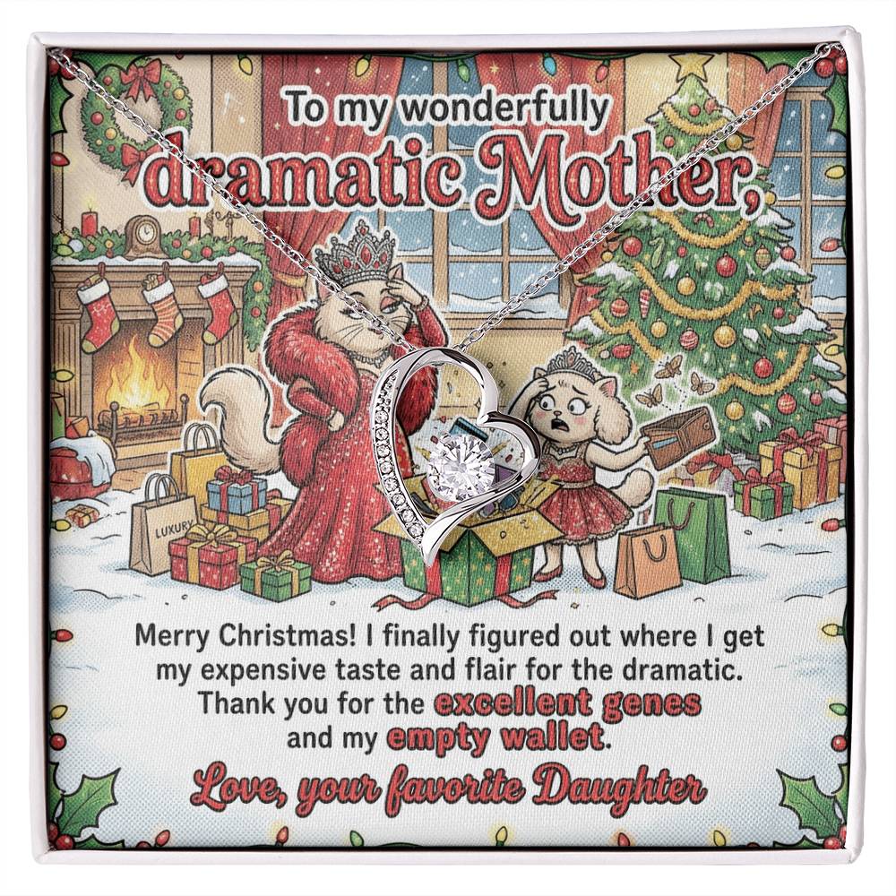 To My Mother Necklace From Daughter, Funny Christmas Gift for Mom, Humorous Holiday Gift, Love Knot Necklace-LKN75094