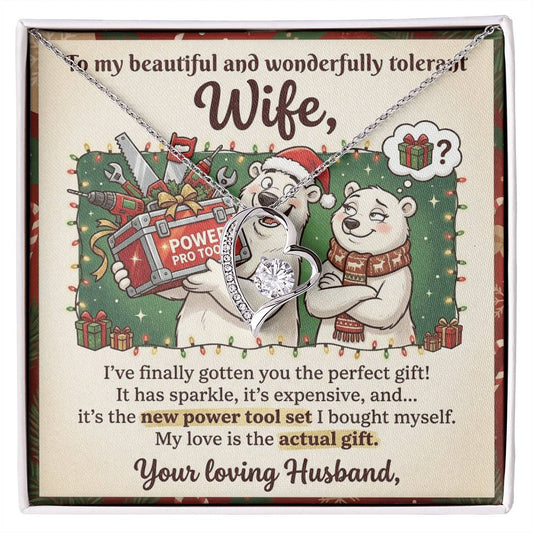 To My Wife Necklace From Husband, Funny Christmas Gift, Humorous Birthday Present for Her, Love Knot Necklace-LKN61772