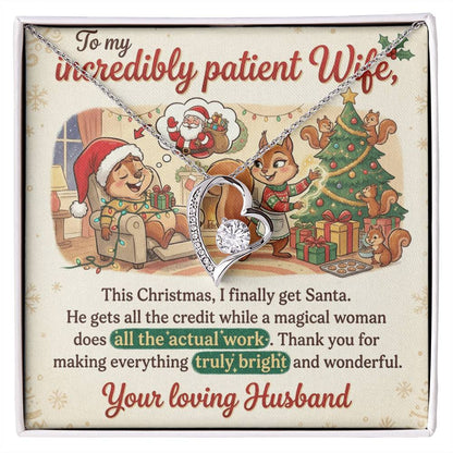 To My Wife Necklace From Husband, Funny Christmas Gift For Her, Xmas Present, Holiday Gift For Wife, Love Knot Necklace-LKN80474