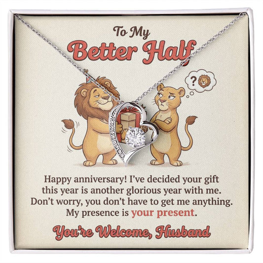 To My Husband Necklace From Wife, Funny Happy Anniversary Gift for My Better Half, Joke Gift for Him - Love Knot Necklace-LKN21228